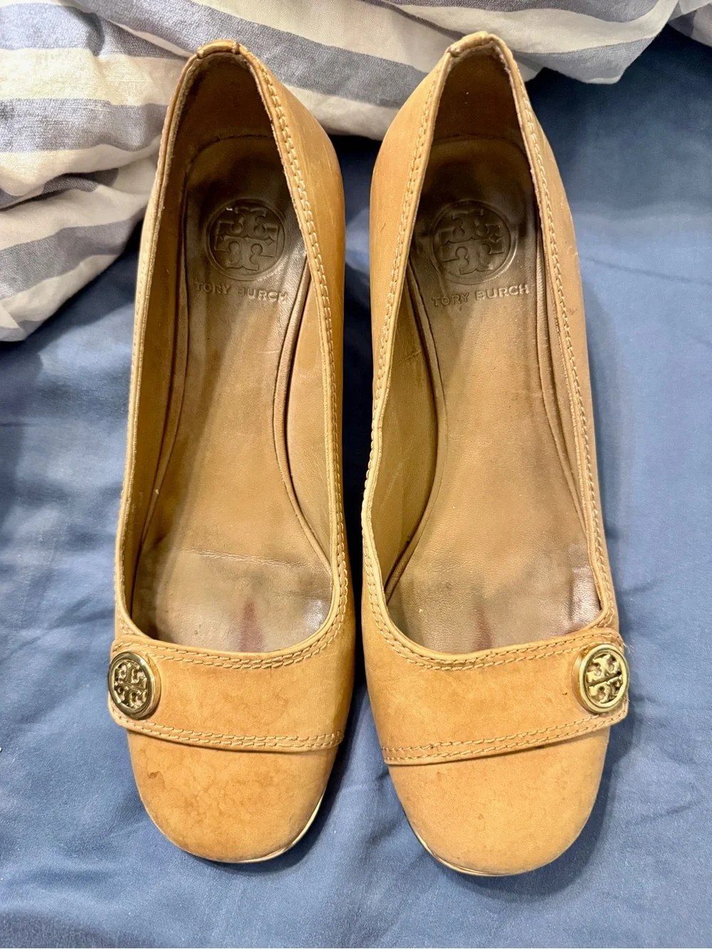 Tory Burch Classic Tan Block Heel Pumps - Women's Leather Size 8M